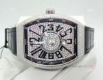 Replica Franck Muller Vanguard Iced Out Full Diamond Watch Silver Case